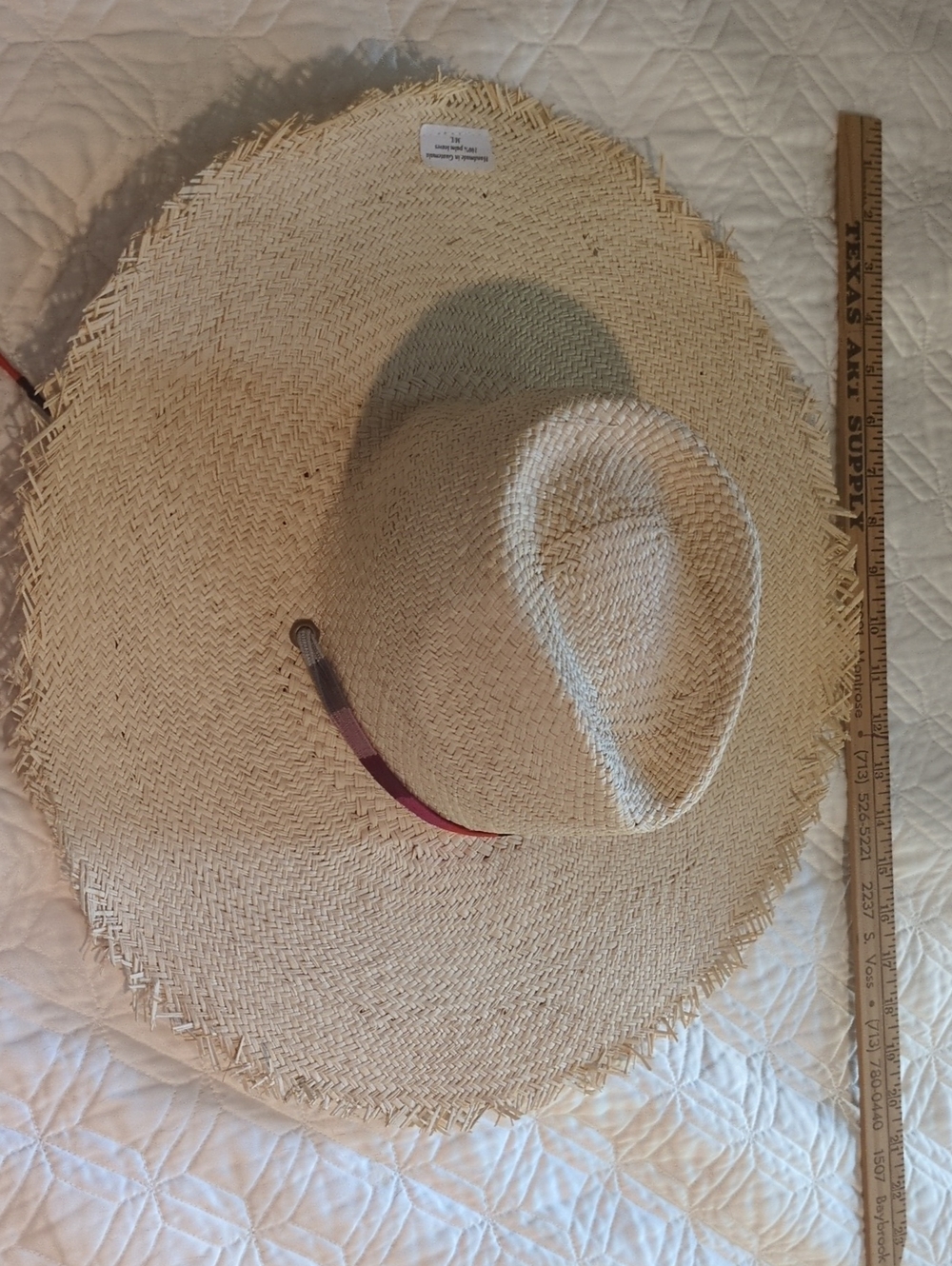 Sunshine Tienda Natural Palm Straw Wide Brim Sun Hat with Colorful Strap Accent